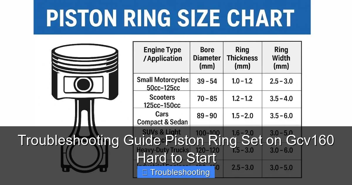 Troubleshooting Guide Piston Ring Set on Gcv160 Hard to Start